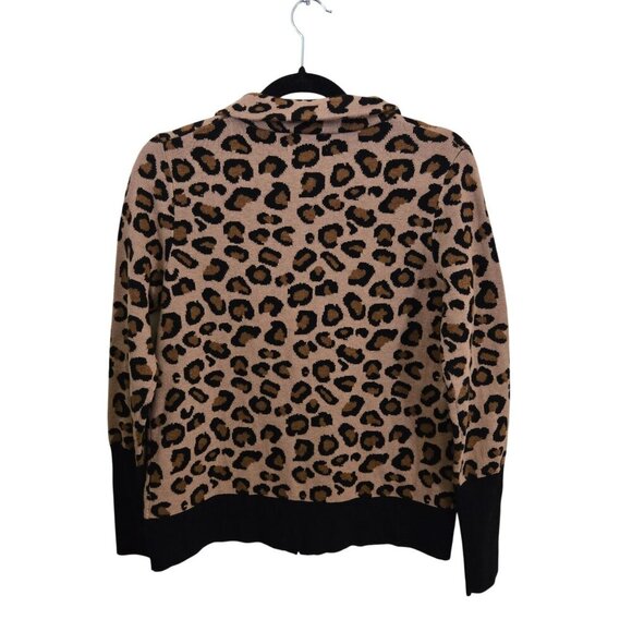Rachel Zoe NWT Leopard Full Zip Mockneck Cardigan Sweater Jacket Size M - Picture 3 of 11